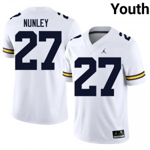 #27 Ernest Nunley UM Wolverines White Jersey | Elite Stitched Youth Player Football Gear 28497310