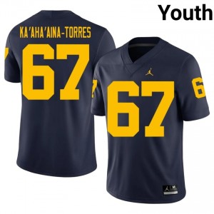 Wolverines Houston Ka'aha'aina-Torres #67 Navy Jersey | Pro Cut Stitch NCAA Football Youth Apparel 17762516
