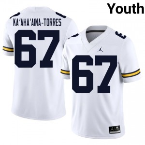 Houston Ka'aha'aina-Torres #67 U-M Jersey | Exclusive White College Football Youth Stitched 69356888