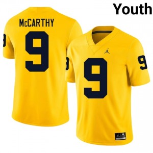 Officially Licensed J.J. McCarthy #9 Michigan Wolverines Maize Jersey | Youth University Football Embroidery Fan Gear 26732280