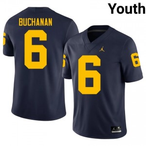 JJ Buchanan #6 UMich Jersey | Iconic Navy College Football Youth Stitch 10321790
