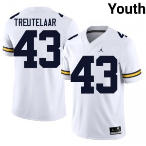 Michigan Jack Treutelaar #43 White Jersey | Premium Stitched NCAA Football Youth Apparel 67372452