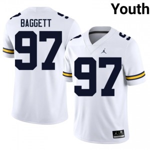 Officially Licensed Jacob Baggett #97 Michigan Wolverines White Jersey | Youth University Football Stitched Fan Gear 95739663