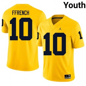 Top-Tier Jaime Ffrench #10 Michigan Wolverines Maize Jersey | Youth University Football Embroidery Fan Gear 14326309