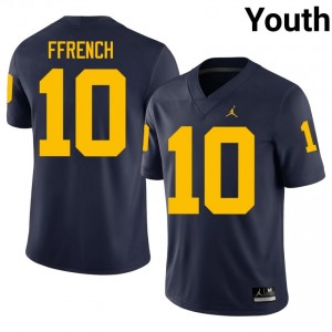 U-M Jaime Ffrench #10 Navy Jersey | Premium Swen NCAA Football Youth Apparel 12195478