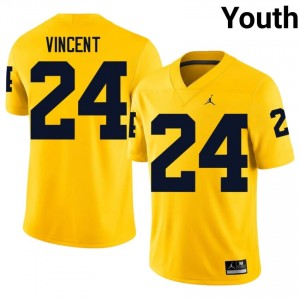 Maize Jamarion Vincent #24 Michigan Wolverines Jersey | Youth High School Football Licensed Embroidery 18287811