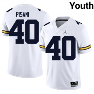 #40 Jimmy Pisani Wolverines White Jersey | Alumni Stitched Youth Player Football Gear 74801078