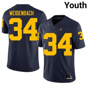 Elite Thread John Weidenbach #34 Wolverines Navy Jersey | Youth University Football Stitch Fan Gear 90934662