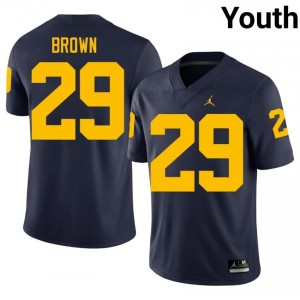 Michigan Jonathan Brown #29 Navy Jersey | Genuine Stitch NCAA Football Youth Apparel 67904632