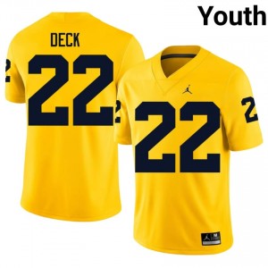 Jordan Deck #22 Michigan Jersey | Gameday Maize College Football Youth Embroidery 59287102