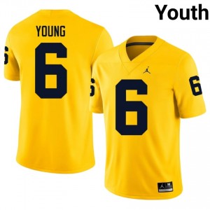 Wolverines Jordan Young #6 Maize Jersey | Premium Embroidery NCAA Football Youth Apparel 25801107