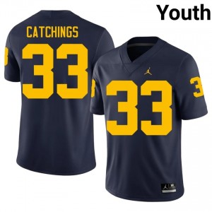 Officially Licensed Kaden Catchings #33 Michigan Wolverines Navy Jersey | Youth University Football Stitch Fan Gear 93285168