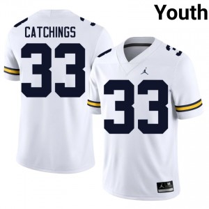 White Kaden Catchings #33 Michigan Wolverines Jersey | Youth High School Football Fresh Stitched 92357316