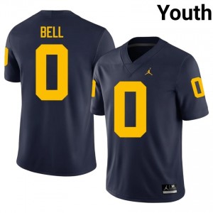 Durable Kendrick Bell #0 Michigan Wolverines Navy Jersey | Youth University Football Swen Fan Gear 93259643