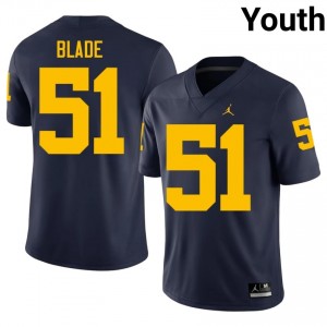 Top-Tier McHale Blade #51 Michigan Navy Jersey | Youth University Football Swen Fan Gear 16787799