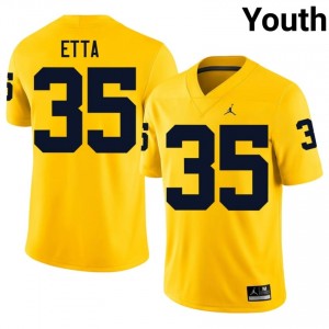 Ndi Etta #35 Michigan Jersey | Exclusive Maize College Football Youth Embroidery 11665076