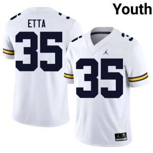 UMich Ndi Etta #35 White Jersey | Pro Cut Stitched NCAA Football Youth Apparel 82310423