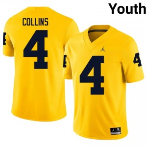 Wolverines Nico Collins #4 Maize Jersey | Genuine Embroidery NCAA Football Youth Apparel 76503529