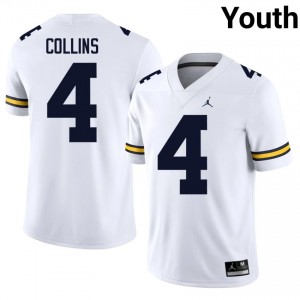 #4 Nico Collins Michigan White Jersey | Elite Stitched Youth Player Football Gear 24992468