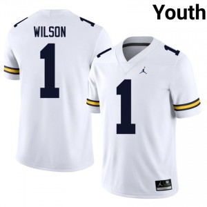 UM Wolverines Roman Wilson #1 White Jersey | Pro Cut Stitched NCAA Football Youth Apparel 43688810