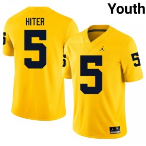 #5 Savion Hiter Michigan Wolverines Maize Jersey | Alumni Embroidery Youth Player Football Gear 57342701
