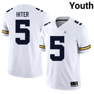 White Savion Hiter #5 U-M Jersey | Youth High School Football Fresh Stitched 84294945