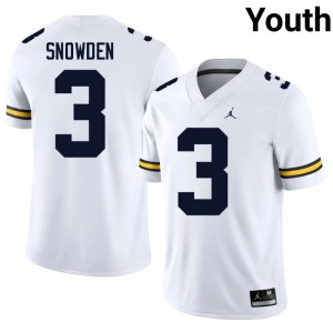 Elite Thread Smith Snowden #3 Michigan Wolverines White Jersey | Youth University Football Stitched Fan Gear 71316392