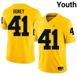 Durable Tariq Boney #41 UM Wolverines Maize Jersey | Youth University Football Embroidery Fan Gear 96391335