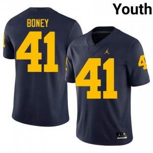 U-M Tariq Boney #41 Navy Jersey | Essential Swen NCAA Football Youth Apparel 89718347