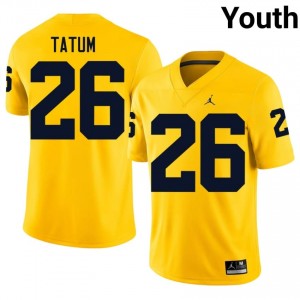 #26 Taylor Tatum Wolverines Maize Jersey | Classic Embroidery Youth Player Football Gear 44391310