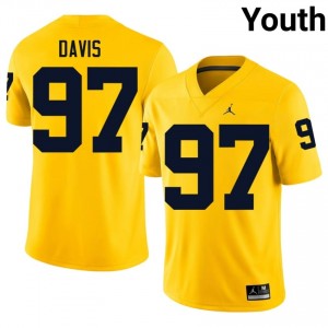 Wolverines Titan Davis #97 Maize Jersey | Genuine Embroidery NCAA Football Youth Apparel 46877733