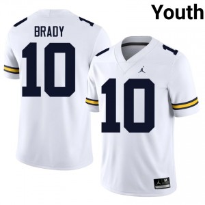 Officially Licensed Tom Brady #10 U-M White Jersey | Youth University Football Stitched Fan Gear 49686541