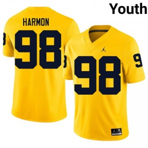 Elite Thread Tom Harmon #98 UM Wolverines Maize Jersey | Youth University Football Embroidery Fan Gear 88176868