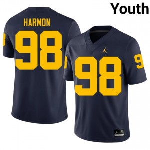Michigan Wolverines Tom Harmon #98 Navy Jersey | Pro Cut Stitch NCAA Football Youth Apparel 99389906