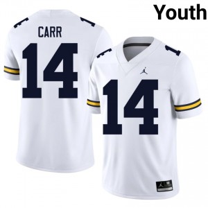 U-M Tommy Carr #14 White Jersey | Genuine Stitched NCAA Football Youth Apparel 73271940