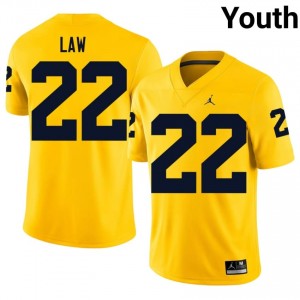 Ty Law #22 Michigan Jersey | Pro-Grade Maize College Football Youth Embroidery 81112943