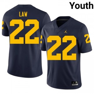 #22 Ty Law UM Wolverines Navy Jersey | Elite Swen Youth Player Football Gear 20174877